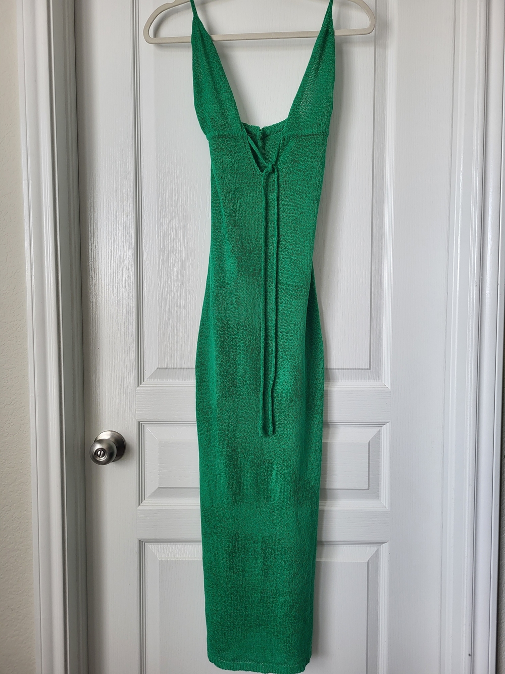 SHEIN Emerald Green Tie‑Front V‑Neck Gauze Maxi Dress